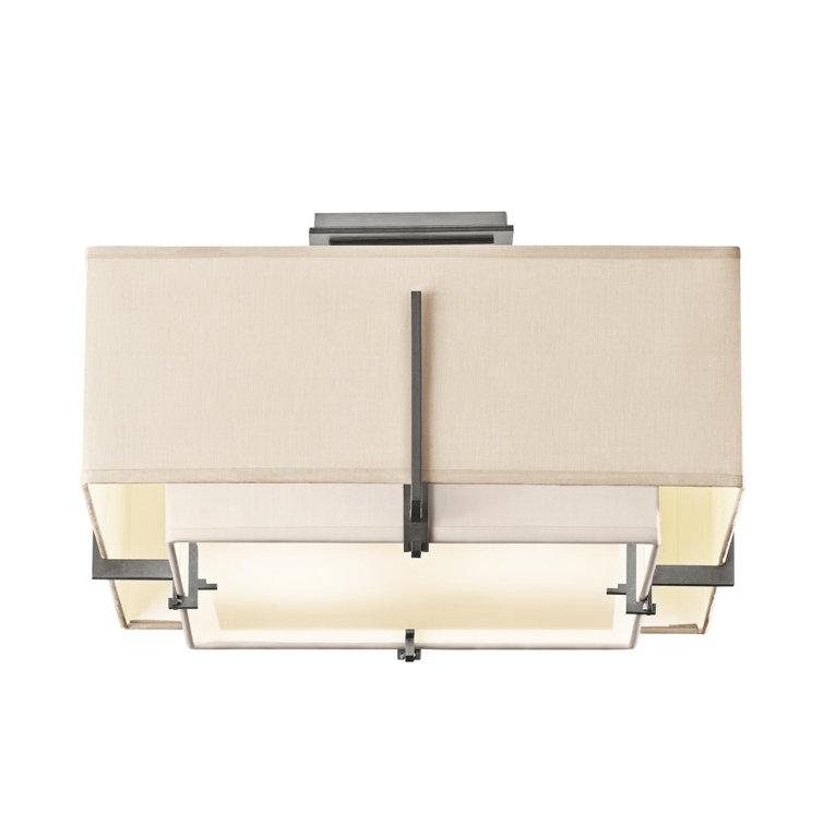 Exos Natural Anna Shade & Iron Finish 2-Light Semi-Flush Ceiling Light