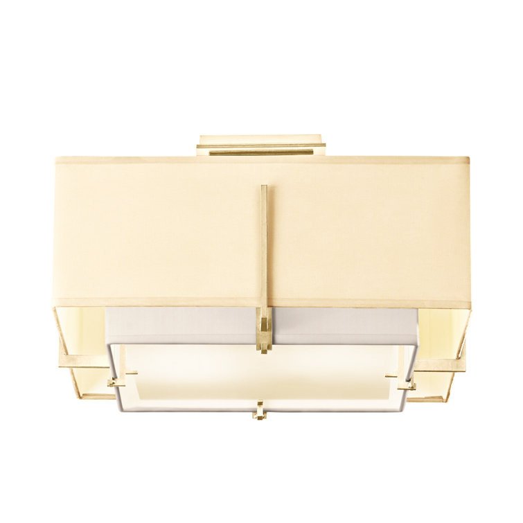 Exos Dual-Shade Semi-Flush Mount in Natural Iron & Flax