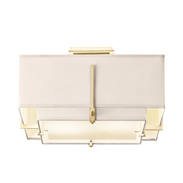 Exos Dual-Shade Semi-Flush Mount in Natural Iron & Flax