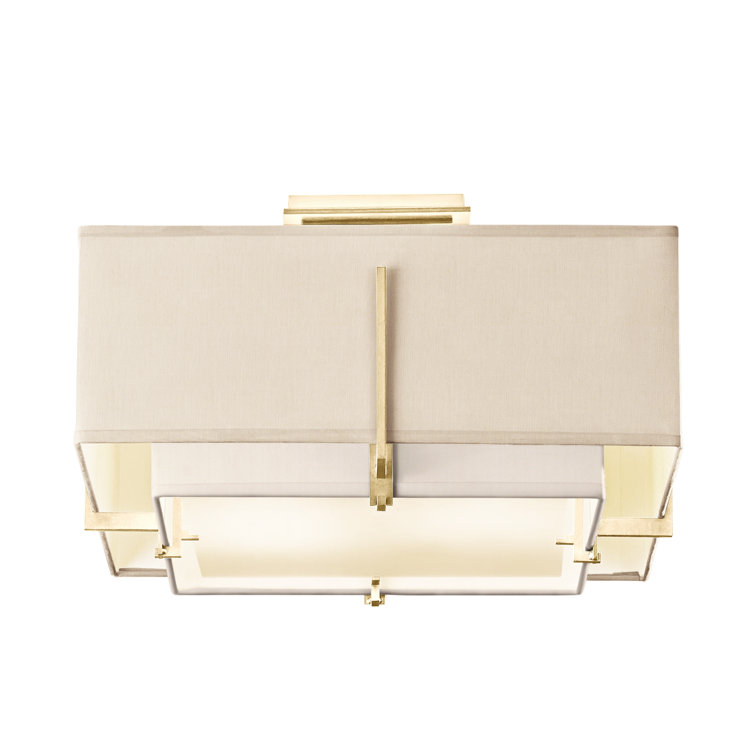 Exos Dual-Shade Semi-Flush Mount in Natural Iron & Flax