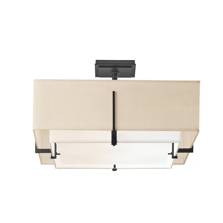 Black and Natural Anna Flax 4-Light Semi Flush Mount