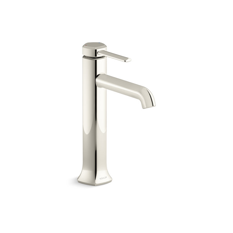 Tall Vibrant Polished Nickel Single-Handle Bathroom Sink Faucet