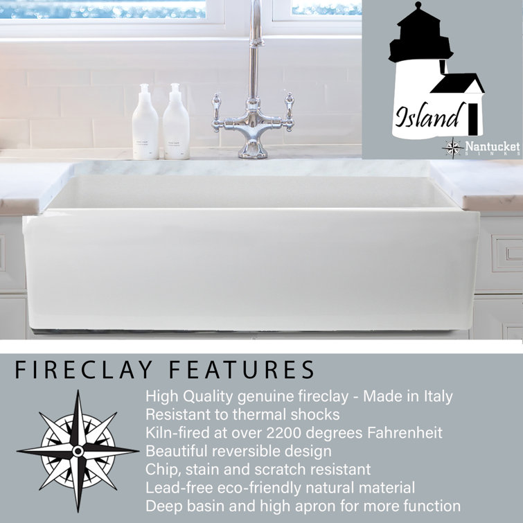 33'' White Fireclay Farmhouse Single Bowl Kitchen Sink