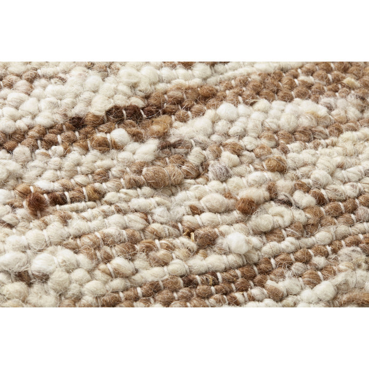 Ivory and Camel Square Wool Cotton Accent Pillow