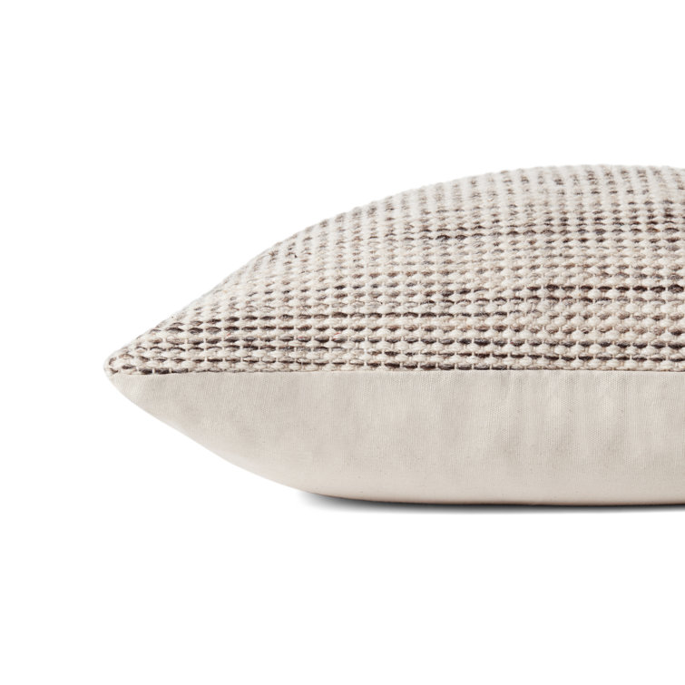 Natural and Gray Cotton Wool Blend Square Throw Pillow