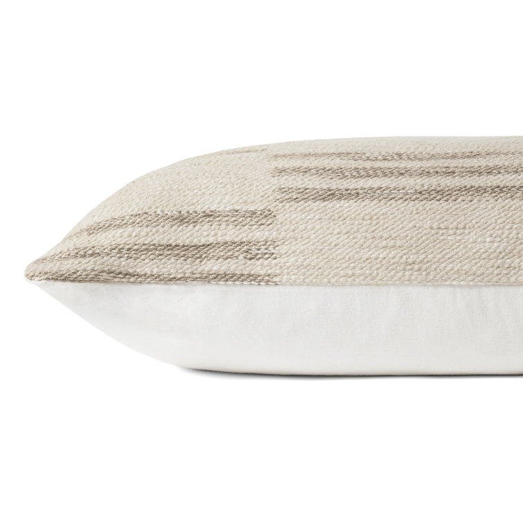 Jay Ivory Sand Striped Square Throw Pillow with Zipper