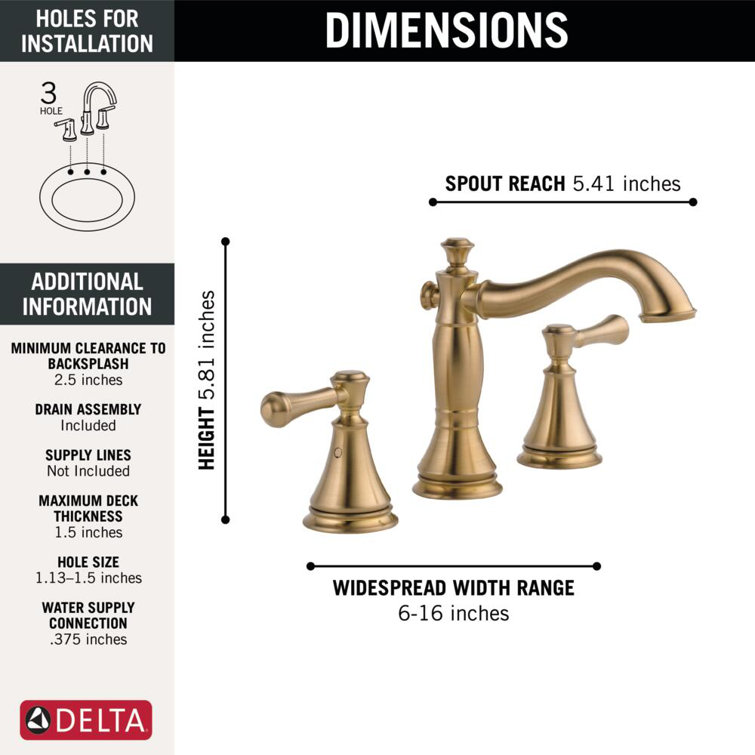 Cassidy 3-Hole Bronze Widespread Bathroom Faucet with Drain Assembly