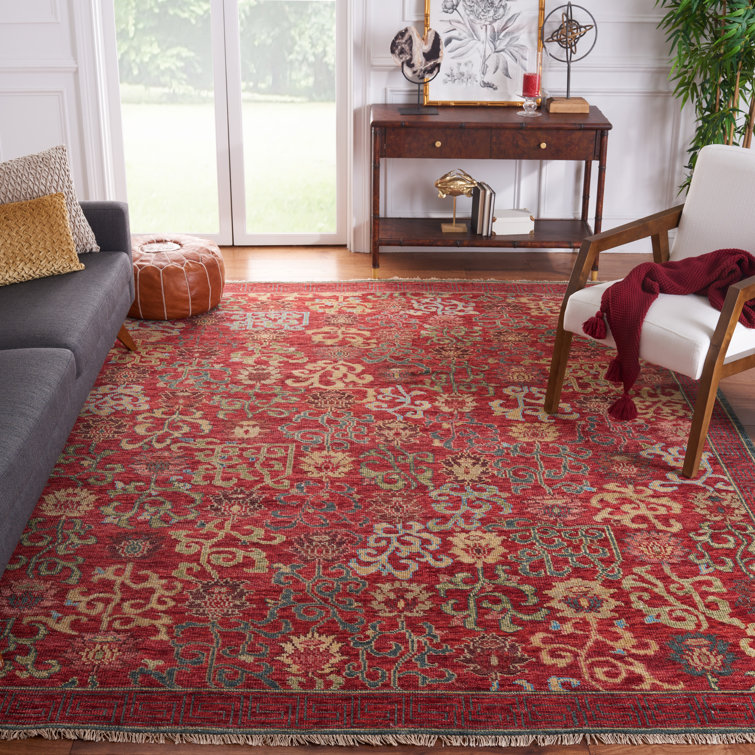 Handmade Red Wool 8' x 10' Rectangular Rug