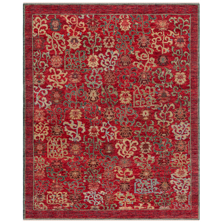 Sultanabad Red and Ivory Hand-Knotted Wool 9' x 12' Rug