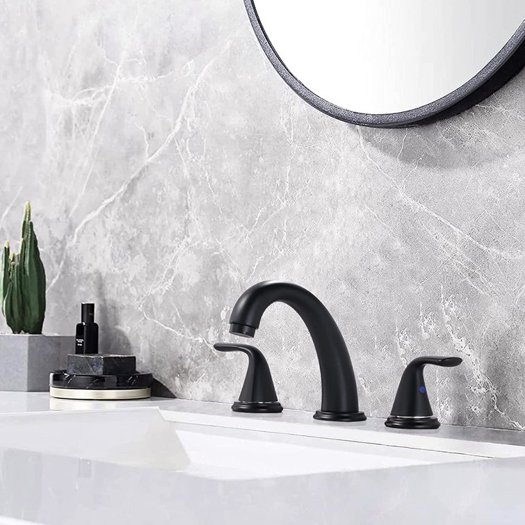 Matte Black Widespread Bathroom Sink Faucet with Pop-Up Drain