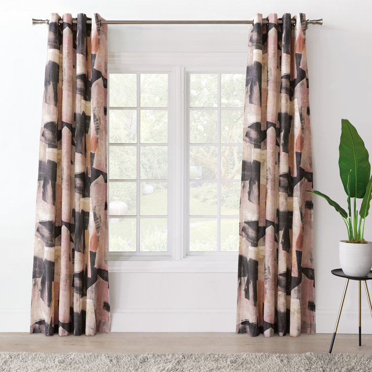 Alma Abstract Multicolor Room Darkening Curtain Panel 48" W x 84" L