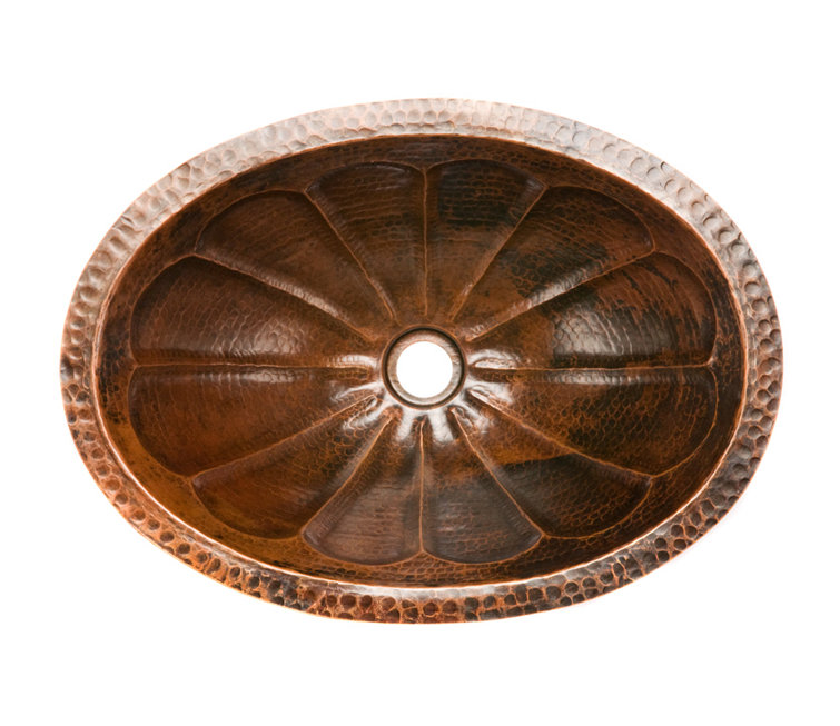 19" Oval Oil Rubbed Bronze Hammered Copper Bathroom Sink