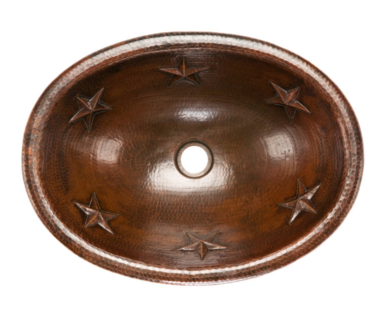 19'' Oval Star Hammered Copper Sink with Oil Rubbed Bronze Finish