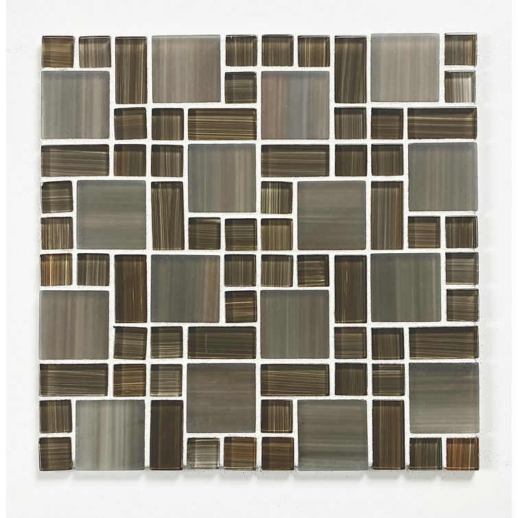 Handicraft 12 in. Brown Stained Glass Mosaic Wall Tile