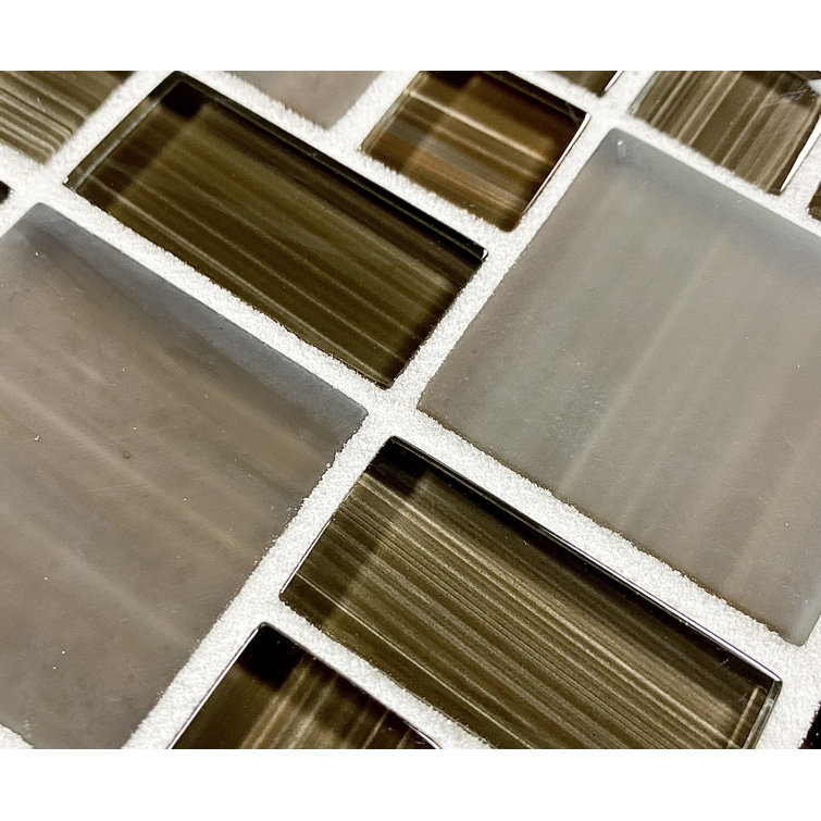 Handicraft 12 in. Brown Stained Glass Mosaic Wall Tile