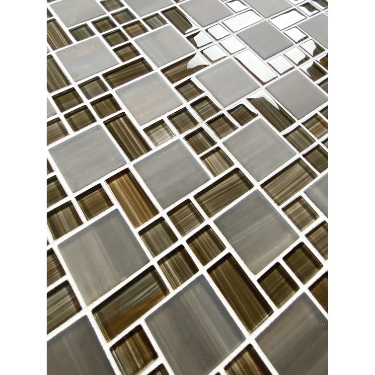 Handicraft 12 in. Brown Stained Glass Mosaic Wall Tile