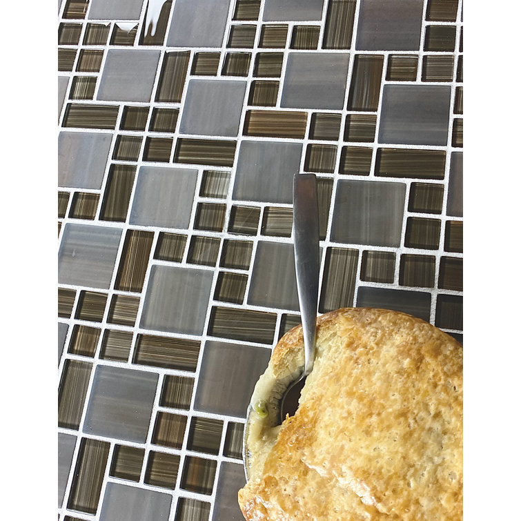 Handicraft 12 in. Brown Stained Glass Mosaic Wall Tile