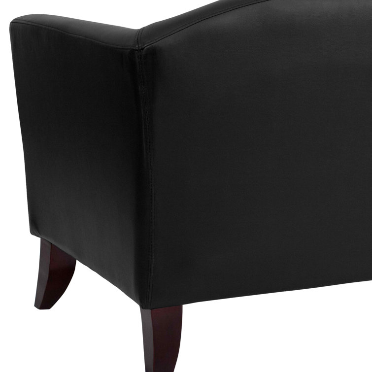 Hercules Imperial Luxe Black Leather Reception Chair with Wood Frame
