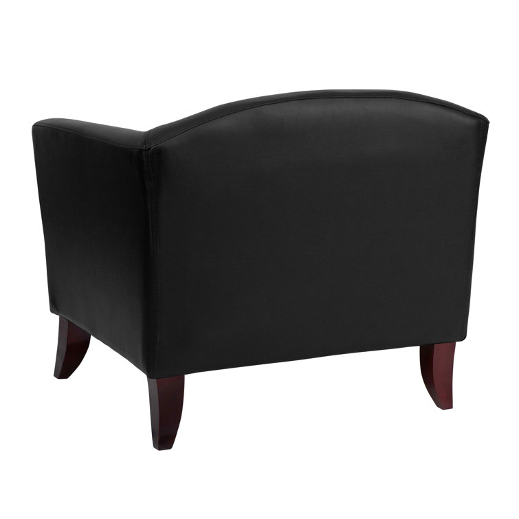 Hercules Imperial Luxe Black Leather Reception Chair with Wood Frame