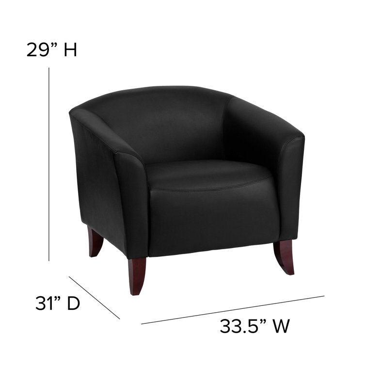 Hercules Imperial Luxe Black Leather Reception Chair with Wood Frame