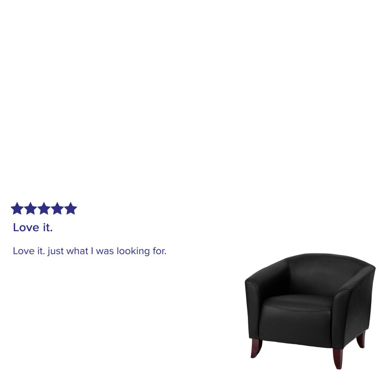 Hercules Imperial Luxe Black Leather Reception Chair with Wood Frame