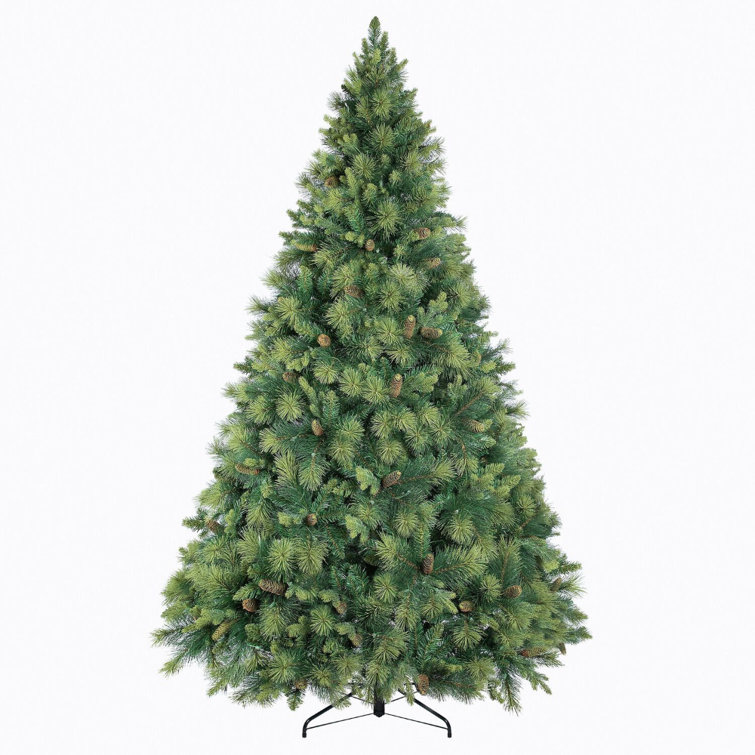 7.5 Ft Green PVC Pre-Lit Artificial Christmas Tree with Metal Stand
