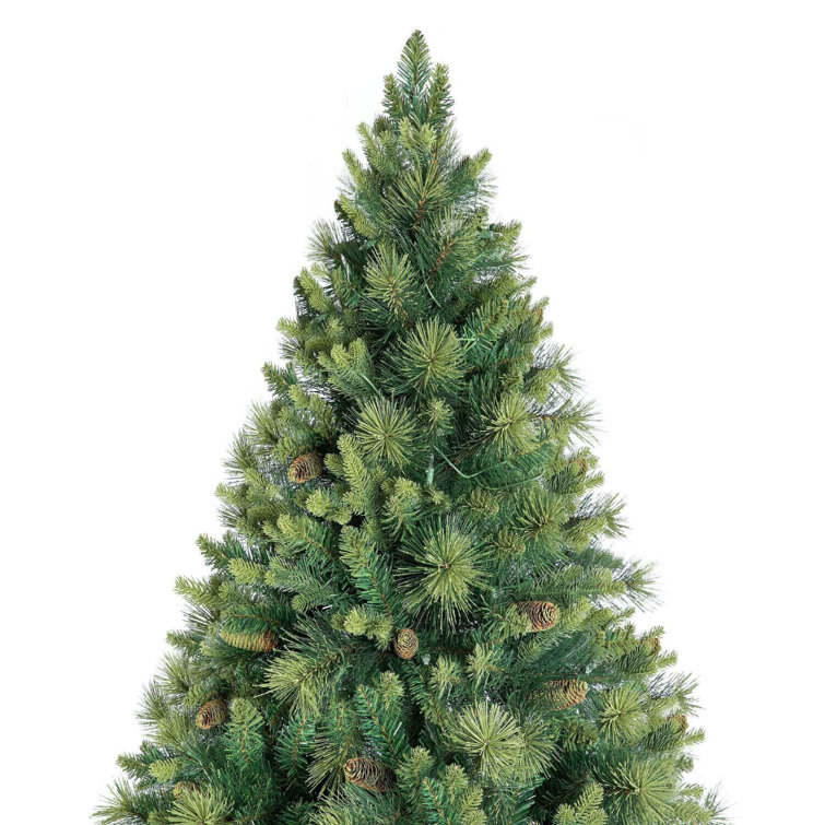 7.5 Ft Green PVC Pre-Lit Artificial Christmas Tree with Metal Stand