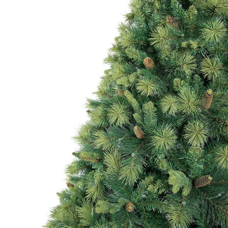 7.5 Ft Green PVC Pre-Lit Artificial Christmas Tree with Metal Stand