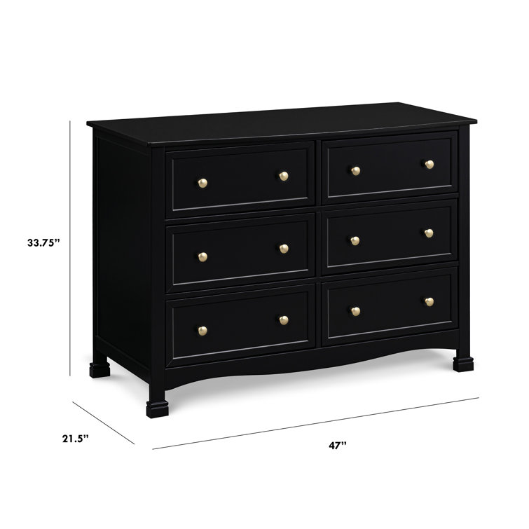Ebony Horizontal Double Nursery Dresser with 6 Spacious Drawers