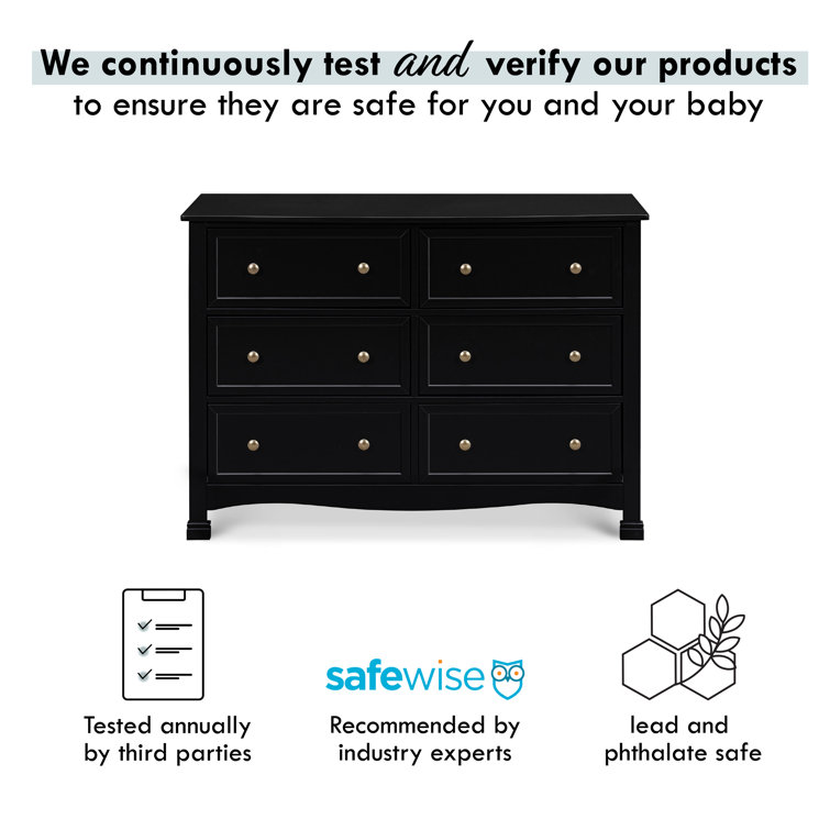 Ebony Horizontal Double Nursery Dresser with 6 Spacious Drawers