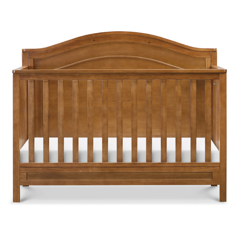 Chestnut Solid Wood 4-in-1 Convertible Crib with Adjustable Heights