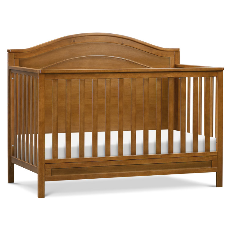 Chestnut Solid Wood 4-in-1 Convertible Crib with Adjustable Heights