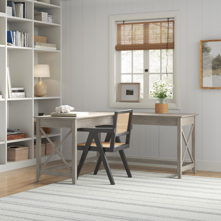 Washed Gray Particle Board L-Shaped Corner Desk