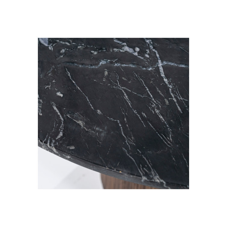Maxim Black Marble Top Coffee Table with Brown Mango Wood Base