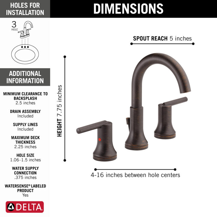 Sleek European Inspired 16" Bronze Stainless Steel Widespread Faucet