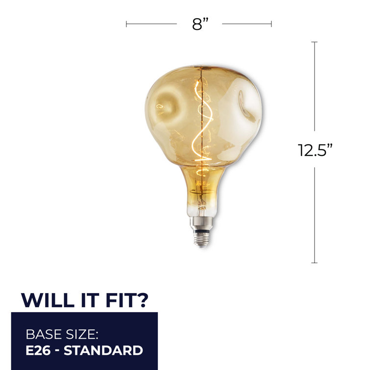 Oversized Amber Glass LED Edison Bulb, 60 Watt Equivalent