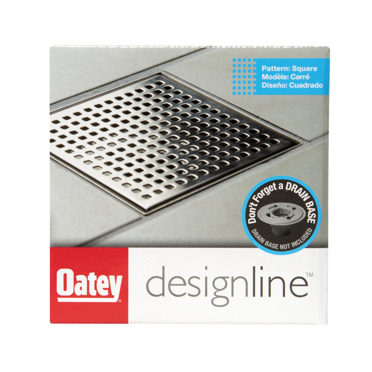 4" x 4" Stainless Steel Square Shower Drain with Grate