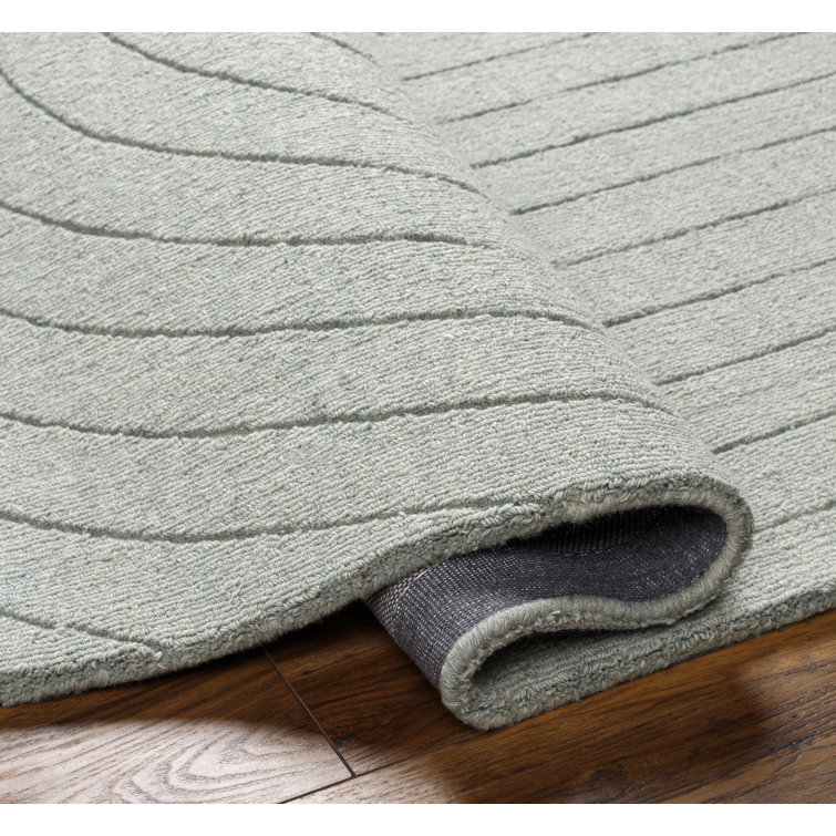 Handmade Gray Wool Geometric Rectangular Rug 5' x 7'6"