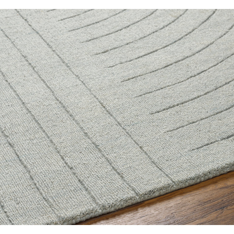 Handmade Gray Wool Geometric Rectangular Rug 5' x 7'6"