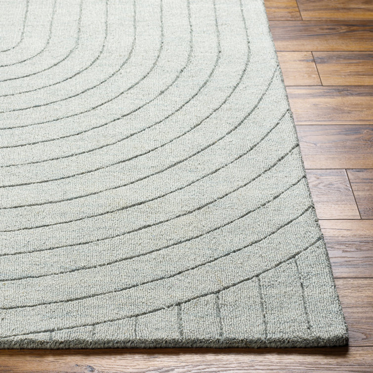 Handmade Gray Wool Geometric Rectangular Rug 5' x 7'6"