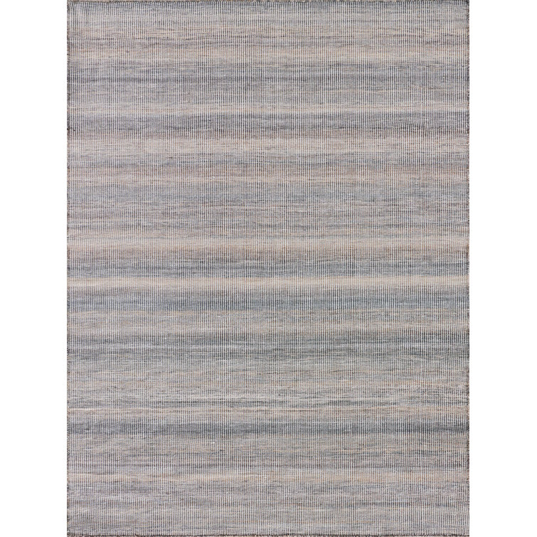 Lenzi Classic Handmade Gray and White Stripe Flatweave Rug 5' x 8'