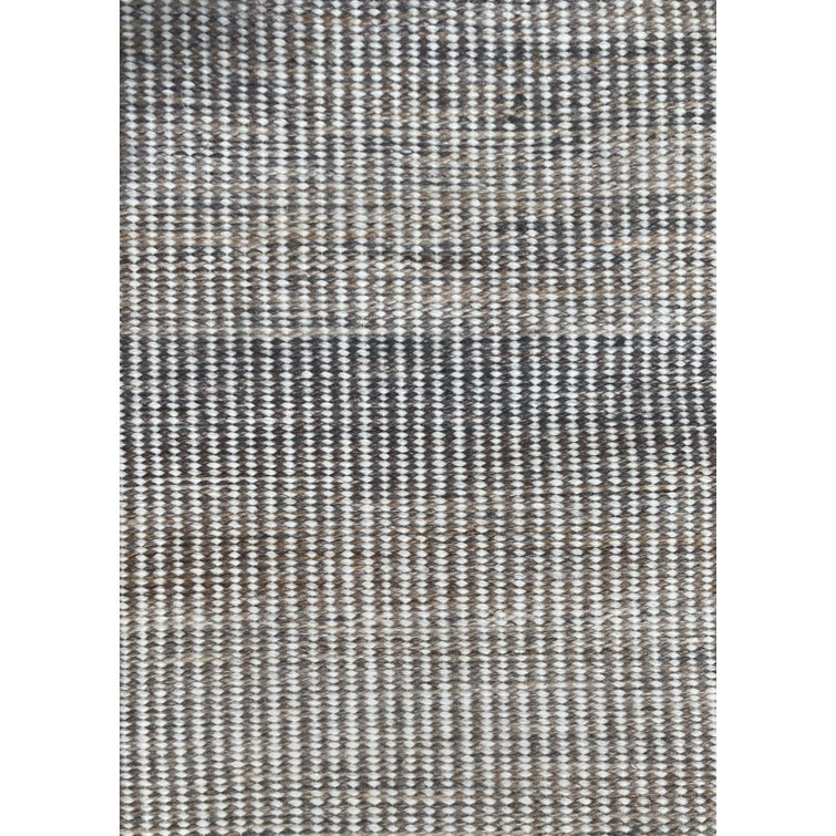 Lenzi Classic Handmade Gray and White Stripe Flatweave Rug 5' x 8'