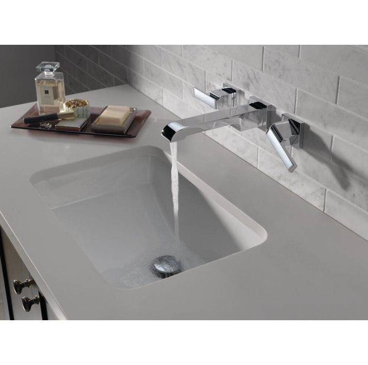 Elegant 13 3/4" Chrome Brass Wall-Mounted Modern Bathroom Faucet