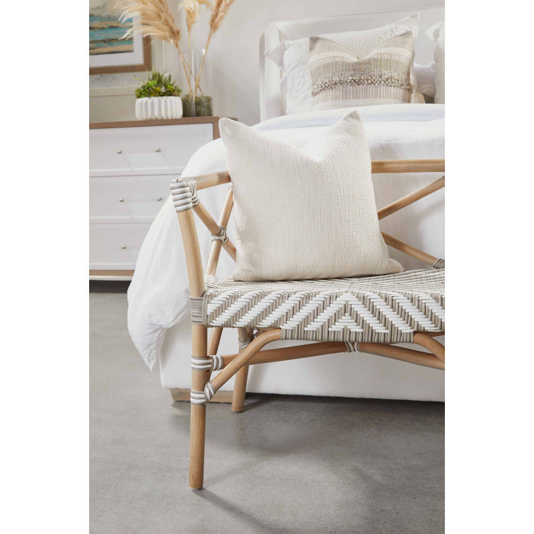 California King White Upholstered Wingback Bed with Oak Frame