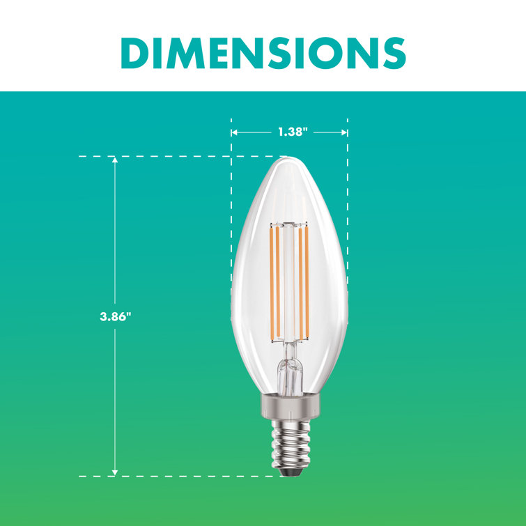 40-Watt Equivalent Dimmable E12 Filament Candle LED Light Bulb, 2700K Warm White Light, 50-Pack