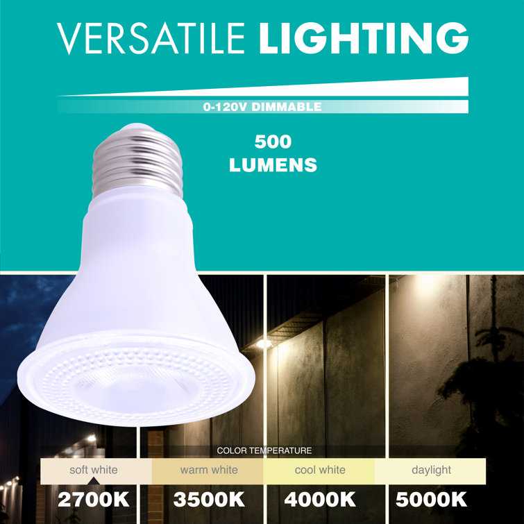 50-Watt Equivalent Par 20 Dimmable E26 LED Light Bulb, 2700K Warm White Lamp, 12-Pack