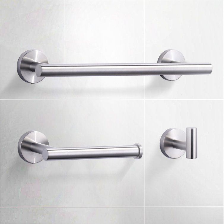 Brushed Nickel 3-Piece Stainless Steel Bathroom Hardware Set