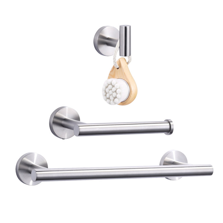 Brushed Nickel 3-Piece Stainless Steel Bathroom Hardware Set