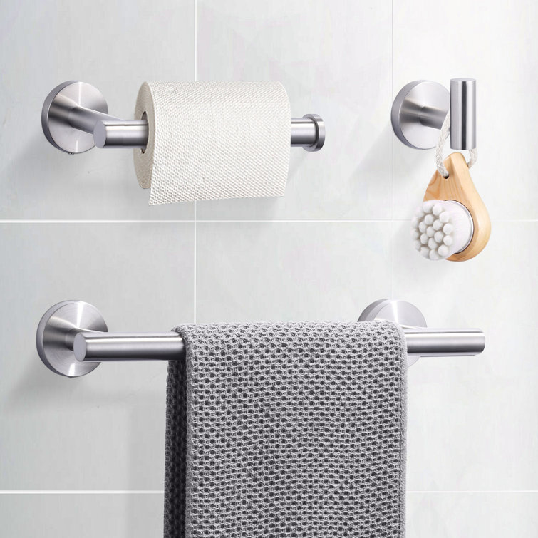 Brushed Nickel 3-Piece Stainless Steel Bathroom Hardware Set