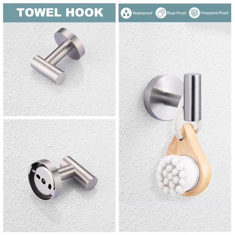 Brushed Nickel 3-Piece Stainless Steel Bathroom Hardware Set